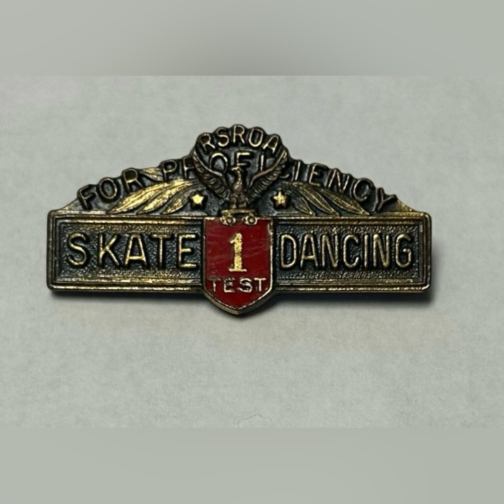 Vintage Skate Dancing Award Pin RSROA roller skating dance 1950s unique find